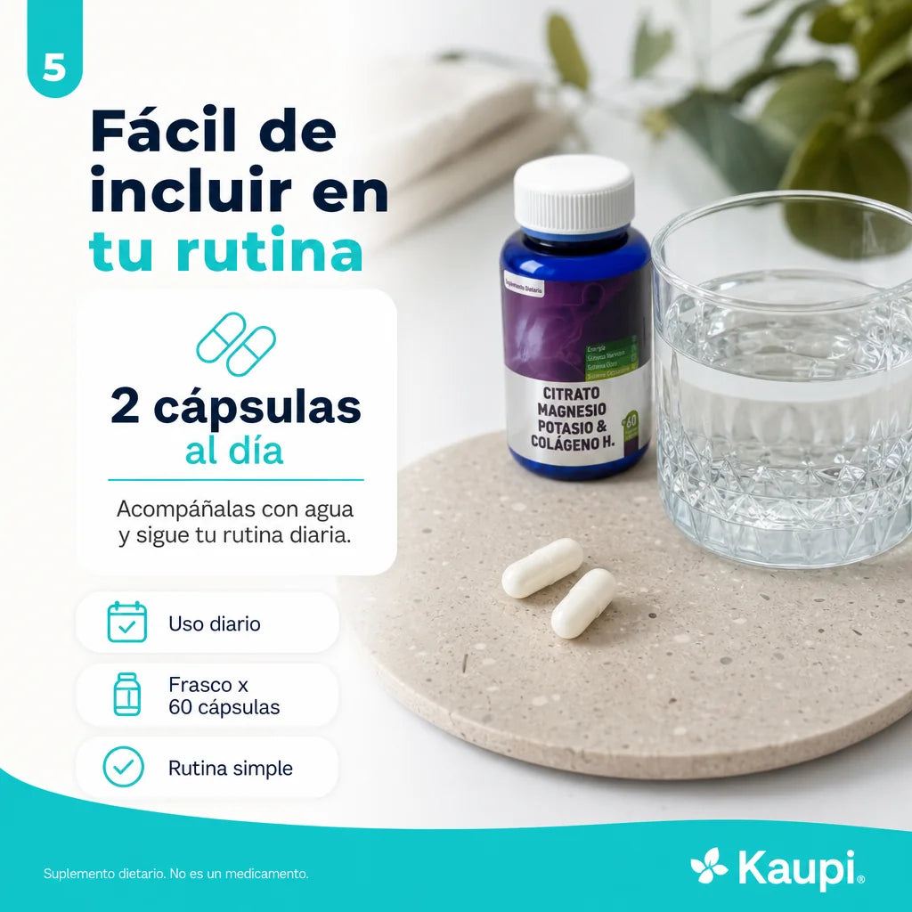 Citrato Kaupi - rutina diaria 2 cápsulas